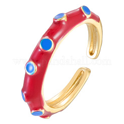 Brass Enamel Cuff Open Rings for Women&nbsp;WG59038-02