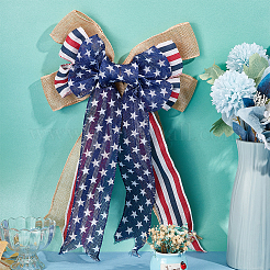 Polyester & Burlap Bowknots&nbsp;DIY-WH0304-570