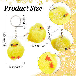 Cute Water Mink Mini Fur Chicken Pendant Bag Keychain&nbsp;KEYC-WH0018-77