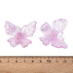 透明なプラスチックペンダント  蝶のチャーム  ABカラーメッキ  プラム  33.5~36x39~40x10~11.5mm  穴：7.5~9.5x2.5~3mm  約335個/500g&nbsp;KY-N025-44F
