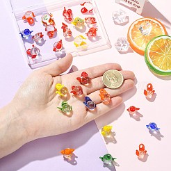 3D透明ガラスビーズ30個  ティーポット  ミックスカラー  17~18.5x16.5~19.5x12~12.5mm  穴：2.5~3.5mm&nbsp;GLAA-CJ0003-05