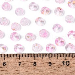 ベーキングペイント透明ガラスビーズ  ロンデル  パールピンク  6x3mm  穴：1.2mm  約2368個/ポンド&nbsp;DGLA-T004-07K