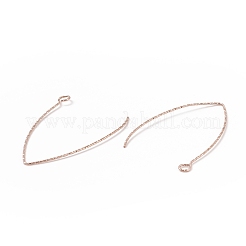 イオンプレーティング(IP) 316 ステンレススチール イヤリング  ピアスフック  水平ループ付き  ローズゴールド  40x25x0.7mm  穴：2.5mm  21ゲージ  ピン：0.7mm&nbsp;STAS-B025-02RG