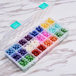 840個12色イミテーションパールアクリルビーズ  染め  ラウンド  ミックスカラー  8x7.5mm  穴：2mm  70個/カラー&nbsp;sgOACR-SZ0001-14