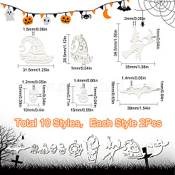20Pcs 10 Styles 201 & 304 Stainless Steel Pendants&nbsp;STAS-SC0005-15