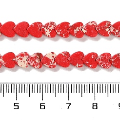 染色合成インペリアルジャスパービーズ連売り  ハート  レッド  6x6x3mm  穴：1mm  約69~71個/連  14.57''~14.96''（37~38センチメートル）&nbsp;G-M403-A36-02