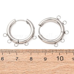 304ステンレススチールフープピアス金具  ラウンド  5ループ付き  長持ちメッキ  ステンレス鋼色  21x23x3mm  穴：1.8mm&nbsp;STAS-D183-02G-P