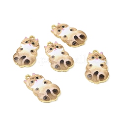 合金エナメルチャーム  ライトゴールド  猫  砂茶色  25x14x2.3mm  穴：1.6mm&nbsp;FIND-E031-02E