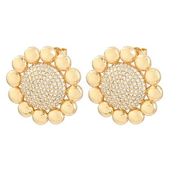 Brass Micro Pave Clear Cubic Zirconia Stud Earrings&nbsp;LS-EJEW-A151-02B-G
