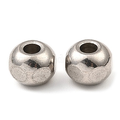 変色しない304ステンレススチールヨーロピアンビーズ  大穴ビーズ  ロンデル  ステンレス鋼色  10x8mm  穴：4mm&nbsp;STAS-D061-01P