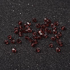 模造クリスタルガラスビーズ  トランスペアレント  多面カット  双円錐形  暗い蘭  4x3.5mm  穴：1mm 約720個/袋&nbsp;G22QS092