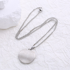 304 Stainless Steel Floral Pattern Coin Pendant Necklaces for Women&nbsp;MO7073