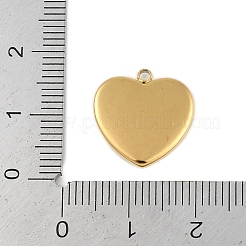 イオンプレーティング（IP）304ステンレスペンダント  ハートチャーム  18KGP本金メッキ  15.5x15.5x2.5mm  穴：1.5mm&nbsp;STAS-U019-14G