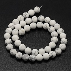天然石ハウライトビーズ連売り  艶消し  ラウンド  6mm  穴：0.8mm  約60個/連  14.1インチ&nbsp;X-G-D696-6mm
