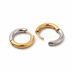 女性用ツートンカラー 304 ステンレススチール ハギーフープピアス  ゴールデン·ステンレス鋼色  14x15x2.5mm  ピン：1mm&nbsp;EJEW-C011-07A