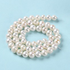 天然養殖淡水パールビーズ連売り  ポテト  グレード3a+  パパイヤホイップ  7~8x6~7mm  穴：0.5mm  約52~54個/連  13.78~14.25''（35~36.2センチメートル）&nbsp;PEAR-E018-13
