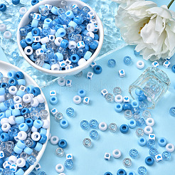 720個 6種類のプラスチックとアクリルビーズ  バレル/キューブ  ディープスカイブルー  6.5~9x6x6mm  穴：3~3.8mm  120個/スタイル&nbsp;KY-YW0001-77