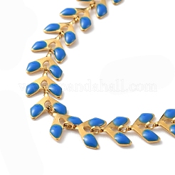 Enamel Ear of Wheat Link Chains Bracelet&nbsp;BJEW-P271-02G