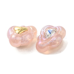 樹脂漫画雲ビーズ  金メッキ合金の笑顔付き  ミスティローズ  22x29x15mm  穴：1.8mm&nbsp;RESI-C047-01C