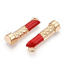 合金エナメルチャーム  口紅のチャーム  ゴールドカラー  22.5x6x4.5mm  穴：2mm&nbsp;ENAM-G212-07G