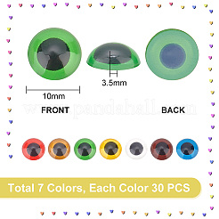 210 個 7 色のプラスチッククラフト目  目のカボション  人形作り用  半円  ミックスカラー  10x3.5mm  30個/カラー&nbsp;KY-WH0046-84