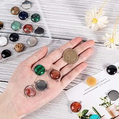 Diyリンクの作成  半円形の宝石カボションと304ステンレススチールのカボションコネクタセッティング付き  125x115x11.5mm&nbsp;DIY-PH0026-35P