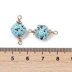 不透明アクリルリンクコネクタチャーム  カドミウムフリー＆ニッケルフリー＆鉛フリー  本物の 18K ゴールドメッキのブラスループ付き  ナゲット  ライトスカイブルー  20x9~10mm  穴：1.5~2mm&nbsp;KK-K296-06G