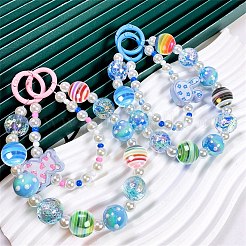 30個の電気メッキ不透明ストライプレジンヨーロピアンビーズ  大穴ビーズ  ABカラー  ラウンド  ミックスカラー  16x14.5mm  穴：4mm&nbsp;RESI-CJ0003-10