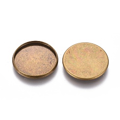 真鍮プレーンエッジベゼルカップ  カボションのセッティング  ニッケルフリー  アンティークブロンズ  20x2mm  フラットラウンドトレイ：18mm&nbsp;X-KK-L005-A-AB-NF