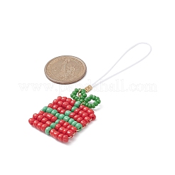 Christmas Glass Seed Beaded Pendant Decorations&nbsp;HJEW-TA00013-05