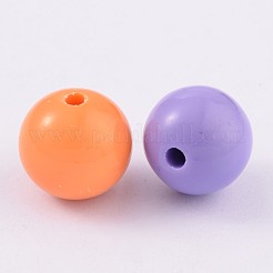 不透明な分厚いフーセンガム風のアクリルビーズ  ラウンド  ミックスカラー  24mm  穴：2mm  約64個/500g&nbsp;SACR-2425Y-M