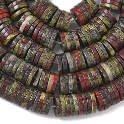 天然石ドラゴンブラッドビーズ連売り  ディスク  ヒシビーズ  8x1~1.5mm  穴：1.2mm  約304個/連  15.16''（38.5センチメートル）&nbsp;G-G329-B07-8x1mm