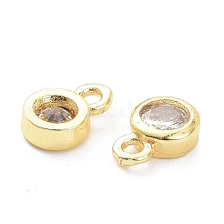Brass Micro Pave Clear Cubic Zirconia Charms Pendants&nbsp;ZIRC-K086-23G