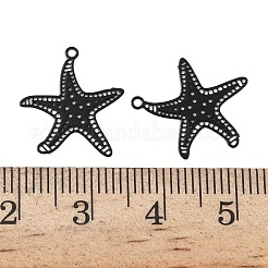 スプレーペイント430ステンレスペンダント  ヒトデ  ブラック  16x15x0.3mm  穴：1mm&nbsp;STAS-C153-02EB