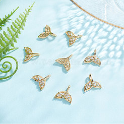 真鍮キュービックジルコニアチャーム  クジラの尾形  18KGP本金メッキ  16x16.5x2.5mm  10個/箱&nbsp;ZIRC-BBC0001-14