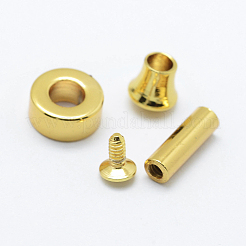 304ステンレススチール留め具  カラムビーズ＆キャップ  PVD真空メッキ  長持ちメッキ  ゴールドカラー  ロングコラム：11.5x4mm  ショートコラム：5.5x5.5mm  リング：8x4mm  3個/セット&nbsp;STAS-E423-19G