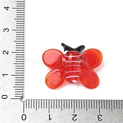 手作りランプワークビーズ  蝶  レッド  20~20.5x24.5~25.5x7.5~9.5mm  穴：1.8mm&nbsp;LAMP-H074-01B