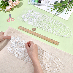 刺繍入りプラスチック製スパンコール肩章1組  ガラスビーズ  ホワイト  380~420x140x3mm&nbsp;DIY-FG0009-99A