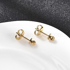 304ステンレススチールスタッドピアス金具  イオンプレーティング（ip）  ラウンド  18KGP本金メッキ  14x4mm  穴：1mm  ピン：10x0.8mm&nbsp;STAS-K306-73G