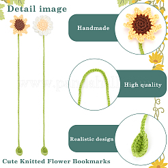 4Pcs 2 Styles Woolen Yarn Crochet Plant Bookmarks&nbsp;AJEW-CP0007-94