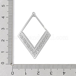 変色しない304ステンレススチールペンダント  ひし形チャーム  ステンレス鋼色  40x26x0.3mm  穴：0.9mm＆1.2mm&nbsp;STAS-K257-29P