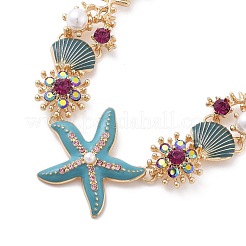 Summer Beach Alloy Enamel & Rhinestone Bib Necklaces&nbsp;NJEW-Z052-01G