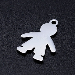 変色しない304ステンレススチールペンダント  空白のスタンピングタグ  男の子  ステンレス鋼色  17x12x1mm  穴：1.4mm&nbsp;A-STAS-Q201-JN327-1