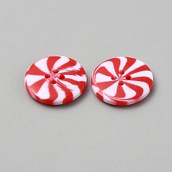 4  - 正孔樹脂ボタン  フラットラウンド  レッド  23x4mm  穴：2.5mm&nbsp;BUTT-WH0012-28B