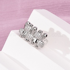 Brass Micro Pave Cubic Zirconia Cuff Open Rings for Women&nbsp;RJEW-A098-02P