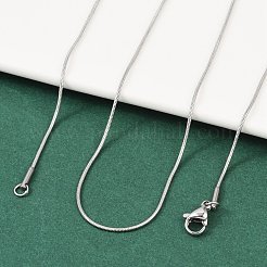 変色しないクラシックプレーン 304 ステンレススチール メンズ レディース スネークチェーンネックレス  ステンレス鋼色  17.7インチ（45cm）  0.9mm&nbsp;X-STAS-M174-018P-B