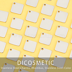 304ステンレススチールチャーム40個  菱形  ステンレス鋼色  10x1.1mm&nbsp;STAS-DC0006-78