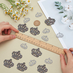 16Pcs 2 Styles Crown Glass/Resin Hotfix Rhinestone&nbsp;PATC-FG0002-38