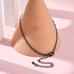 女性用ラックメッキ真鍮カーブチェーンブレスレット  カドミウムフリー＆鉛フリー  901ステンレススチール留め具  ガンメタ色  8-5/8x1/8インチ（22x0.3cm）&nbsp;BJEW-G735-16B