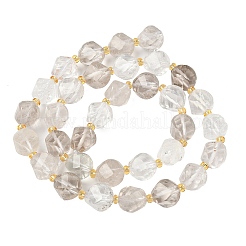 天然石クオーツクリスタルビーズ連売り  水晶  多面カット  ツイスト  シードビーズで  10x9~10x9~10mm  穴：1mm  約33~34個/連  15.04''~15.35''（38.2~39センチメートル）&nbsp;G-U023-A07-01